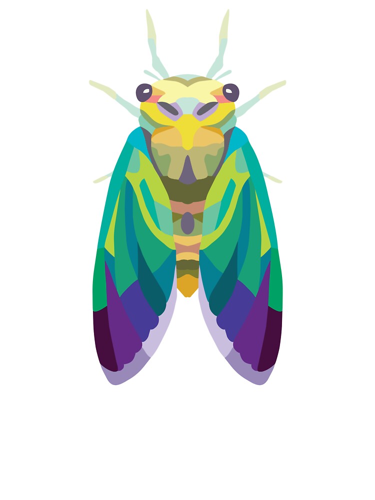 Colorful cicada insect illustration by LeatherLilacs