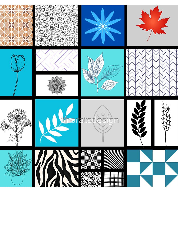 Modern Botanical & Geometric Pattern Collage – Minimalist Floral & Abstract Art by thoratsdesign