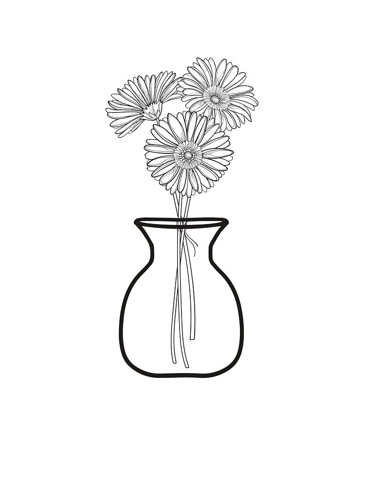 Minimalist Flower Vase Line Art | Floral Design | Simple plant illustration by SoftLeafDesigns
