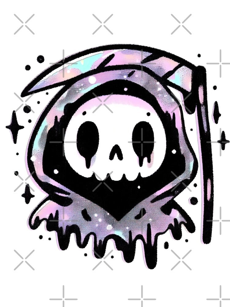 Cute grim reaper kawaii pastel aesthetic by Emegan Print Art