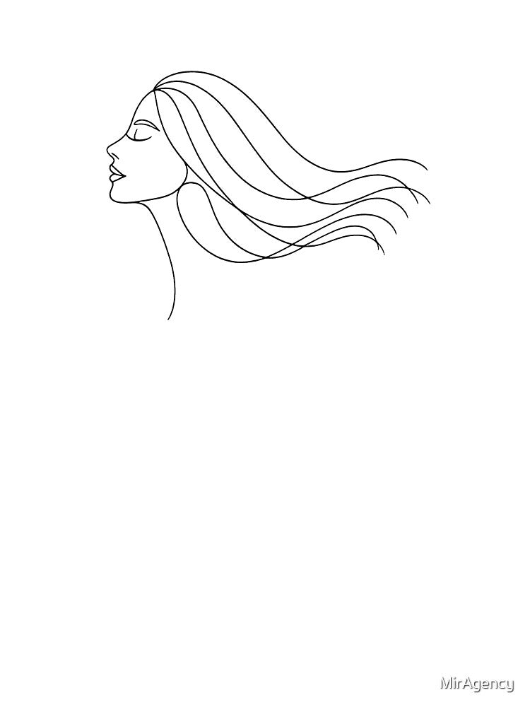 Minimal Line Woman Portrait | Elegant Flowing Hair Line Art by MirAgency