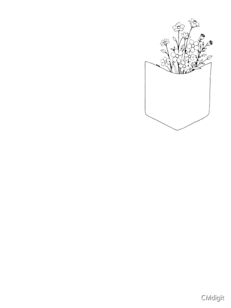 Minimalist Pocket Bouquet Line Art – Botanical Illustration by CMdigit