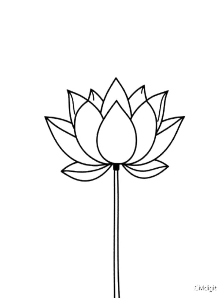 Minimalist Lotus Flower Line Art Illustration by CMdigit