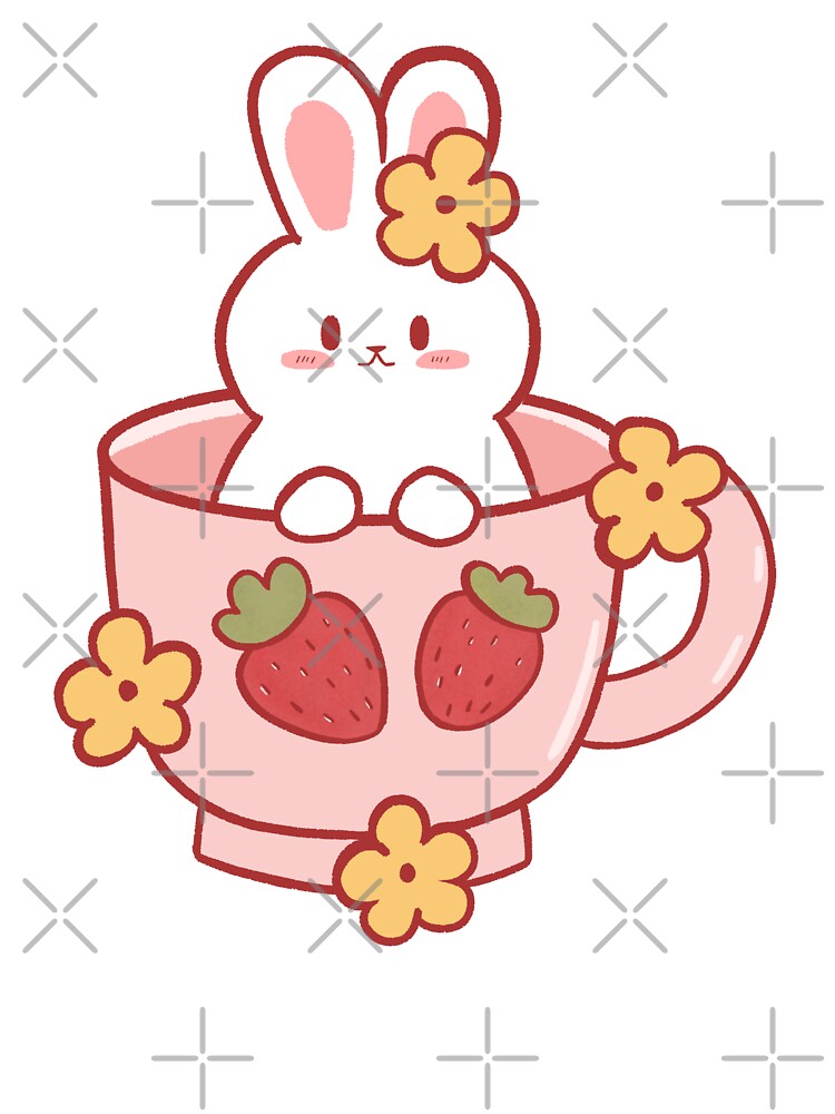 Strawberry Bunny Teacup by PlainMaddiShop