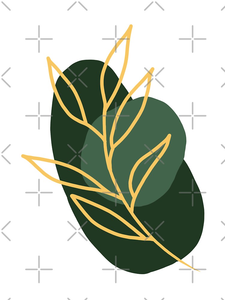 Luxury Golden Leaf Outline - Modern Purple & Green Botanical Art by AliAltinelArt