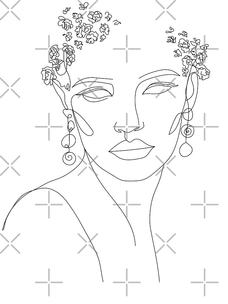Elegant Line Female Face Art by Valeria-Art