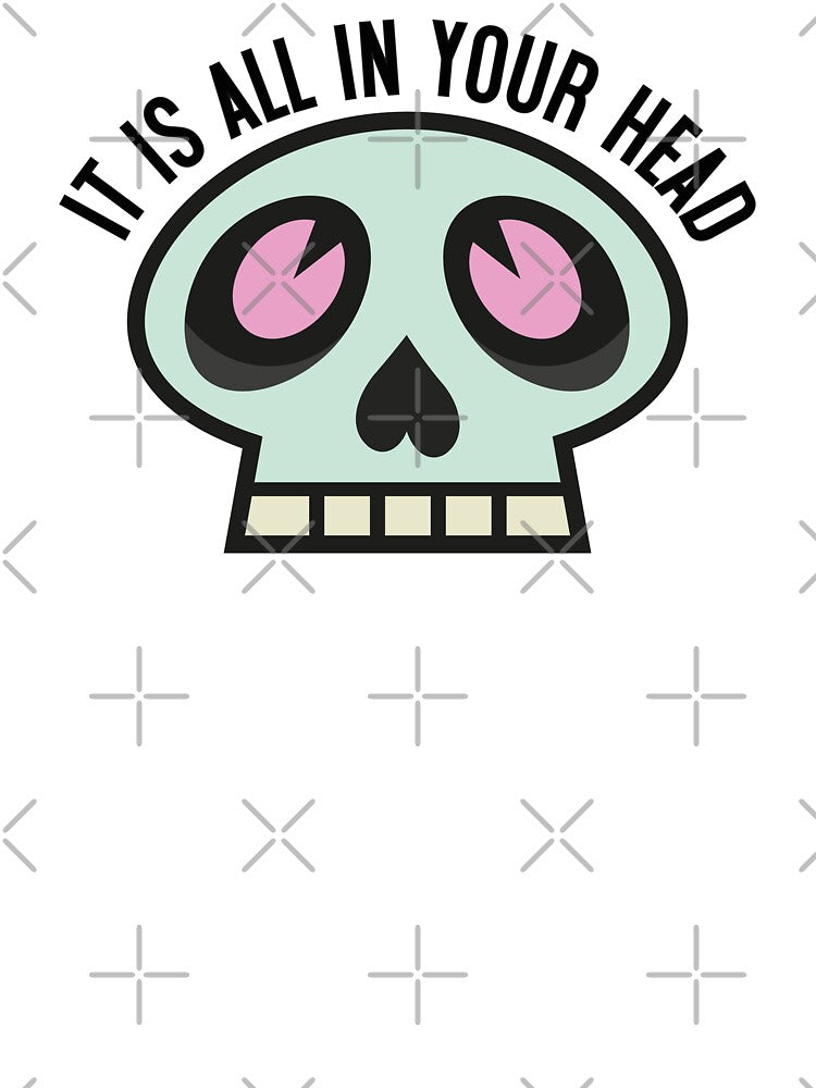 It is all in you head funny saying skull in pastel colors by pignpix
