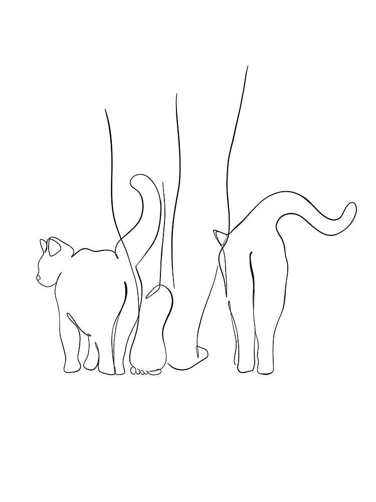 Cats and Woman line art by Tinteria