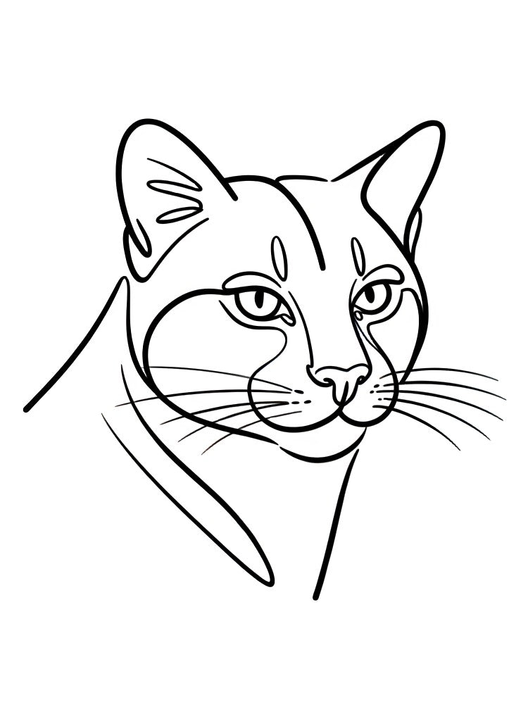 Minimalist One Line Wildcat Drawing – Continuous Line Art Feline Illustration by CogniCraft