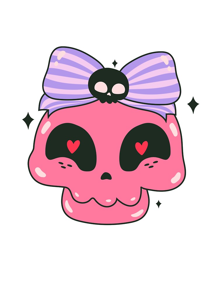 Cute Pink Skull with Bow – Kawaii Pastel Goth Love Design by Horrify