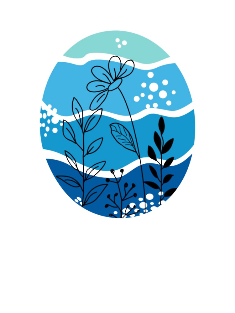 Calm Blue Botanical Abstract Illustration by TintaraGardenCo