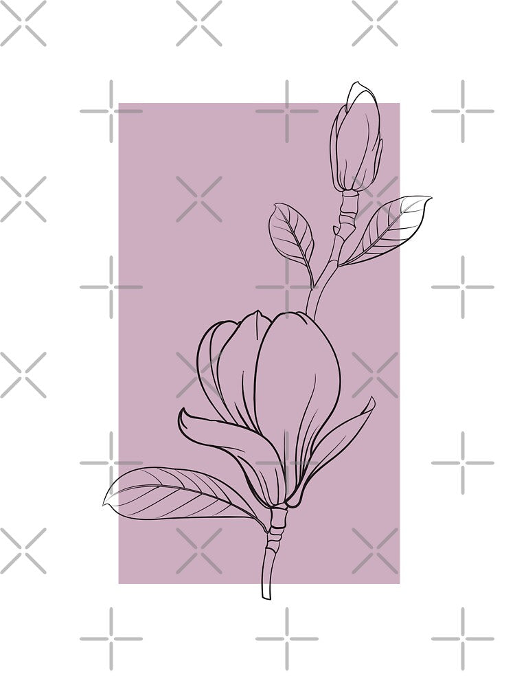 Magnolia Flowers Drawing Line Art Pastel Garden by dk-design85