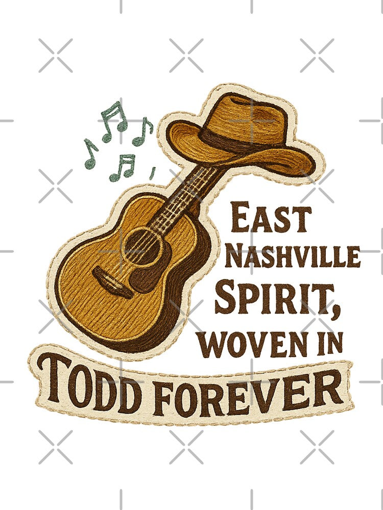East Nashville Spirit Woven In – Acoustic Guitar Embroidery Style Nashville Folk Artwork by Gurjeetpixelart
