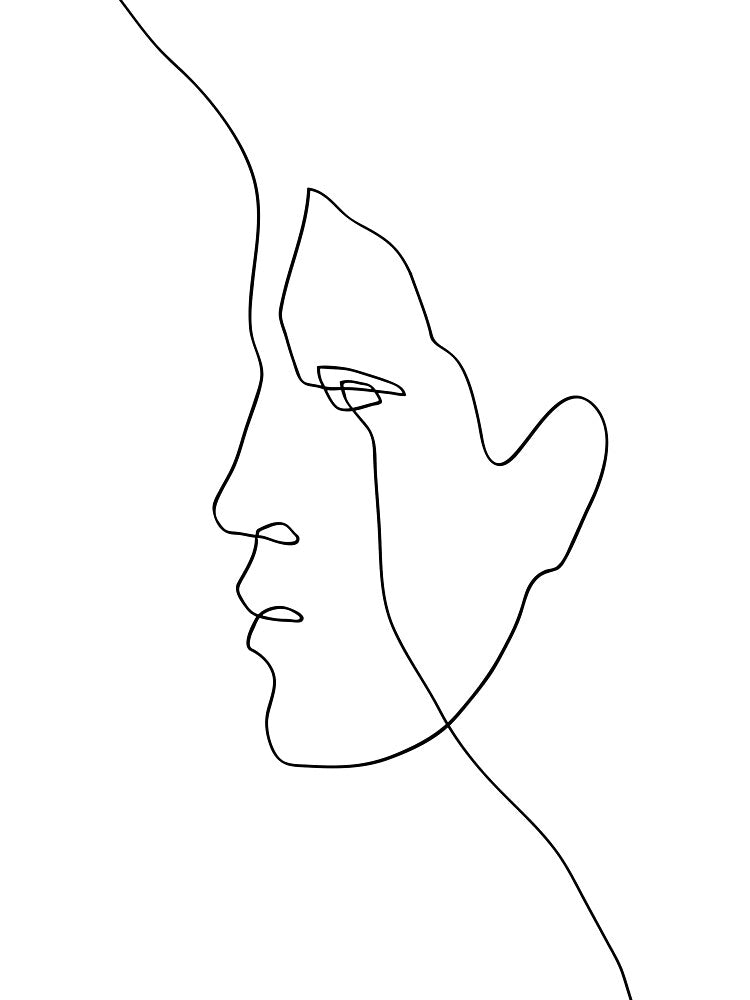 Abstract Face Profile - One Line Art by TheRedFinch