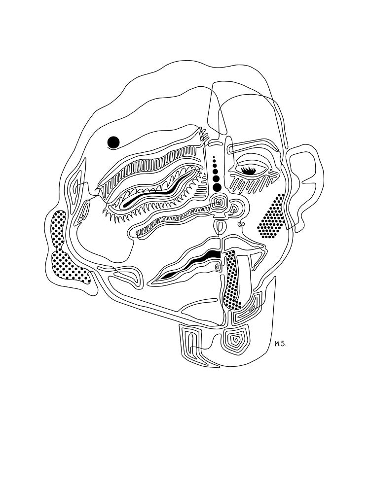 One Line Abstract Melting Face by skapyakmeghan
