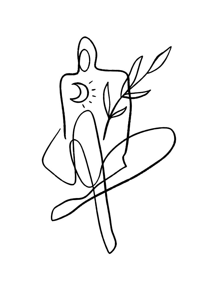 Simple Minimal One Line Body Silhouette Art T-Shirt by Sadie Gray