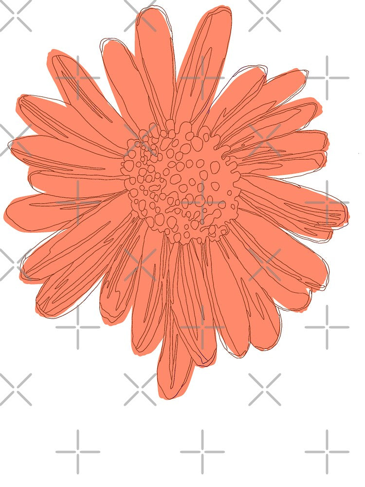 Orange Daisy flower line art by Fransyn