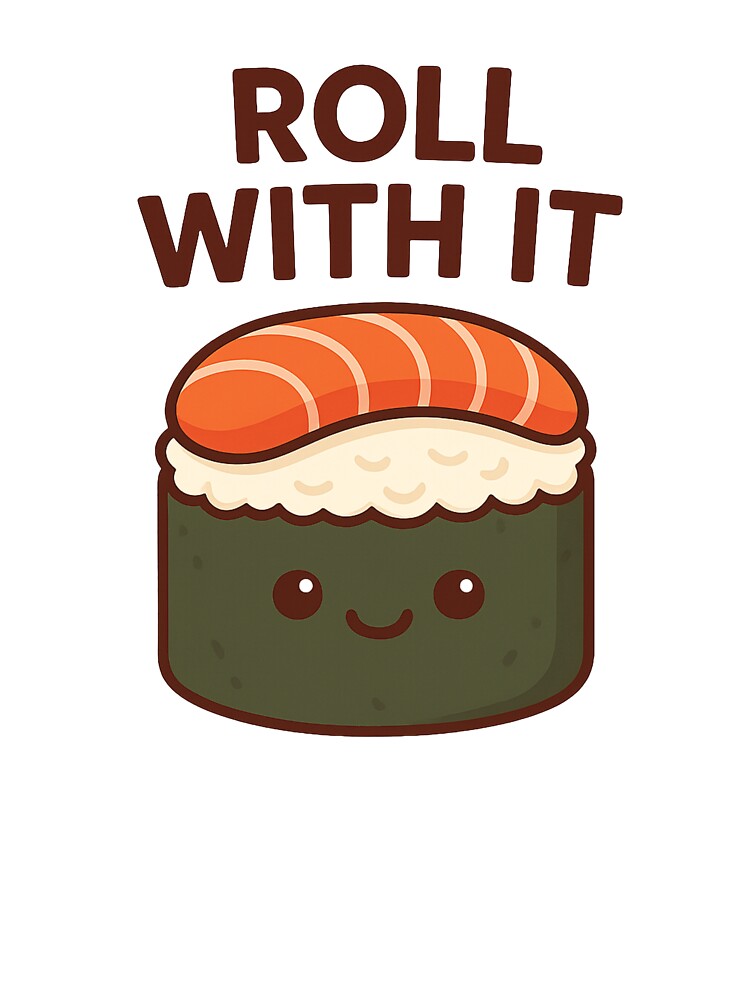 Roll With It – Cute Kawaii Sushi Funny Japanese Food Design by Dezpro
