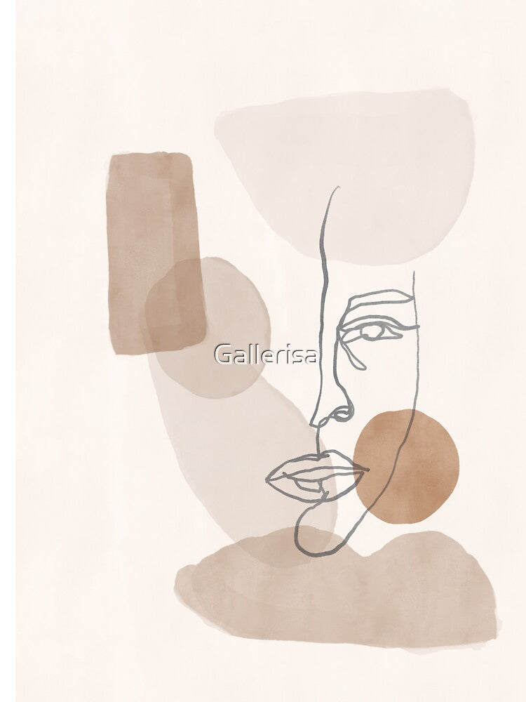 Japandi Abstract Woman Face| Modern Line Drawing | Minimalist Line Art Drawing | Boho Wall Print | Fine Line Poster | Modern Line Drawing by Gallerisa