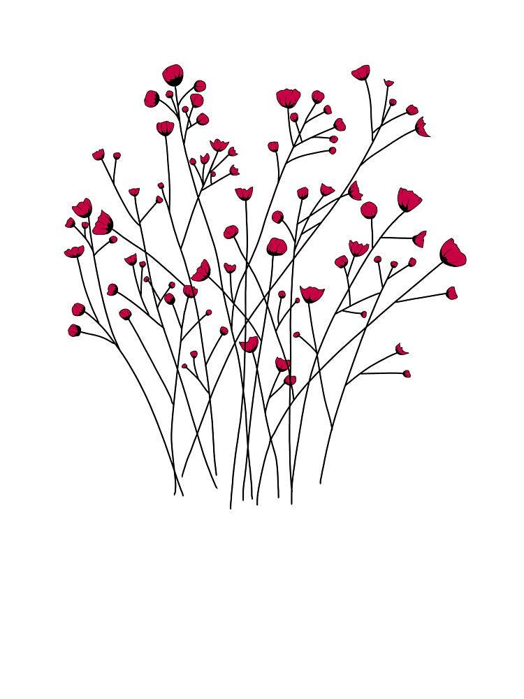 Coral Wildflower Line Art Sticker by The Eva Creation