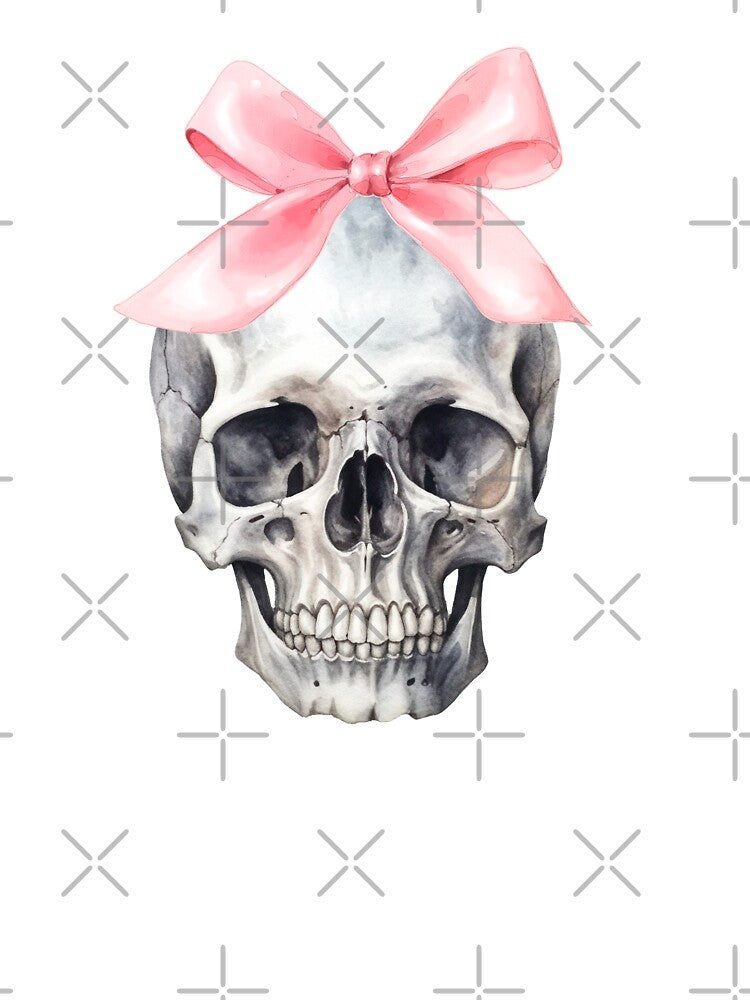 Skull with Pink Bow – Coquette Goth Girl Aesthetic for Spooky Season & Summerween Halloween by DivinePassion
