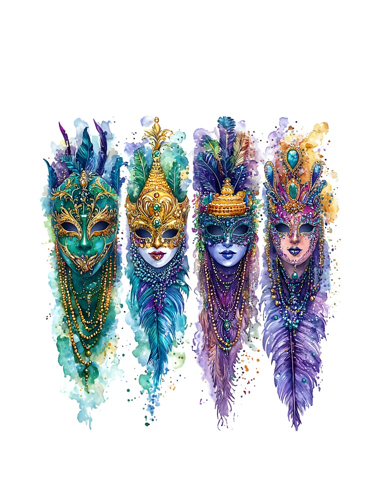Stunning Watercolor Mardi Gras Mask Set – Intricate, Pastel & Elegant by AnnDesignStudio