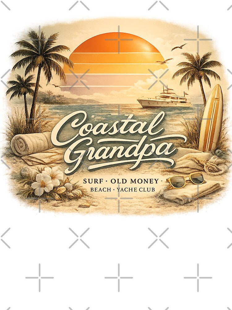 Retro Coastal Grandpa Aesthetic Beach Sunset Surf Club Vintage Summer Art by MartBook