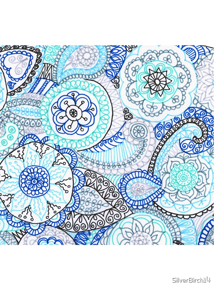 Blue Paisley doodle by SilverBirch14