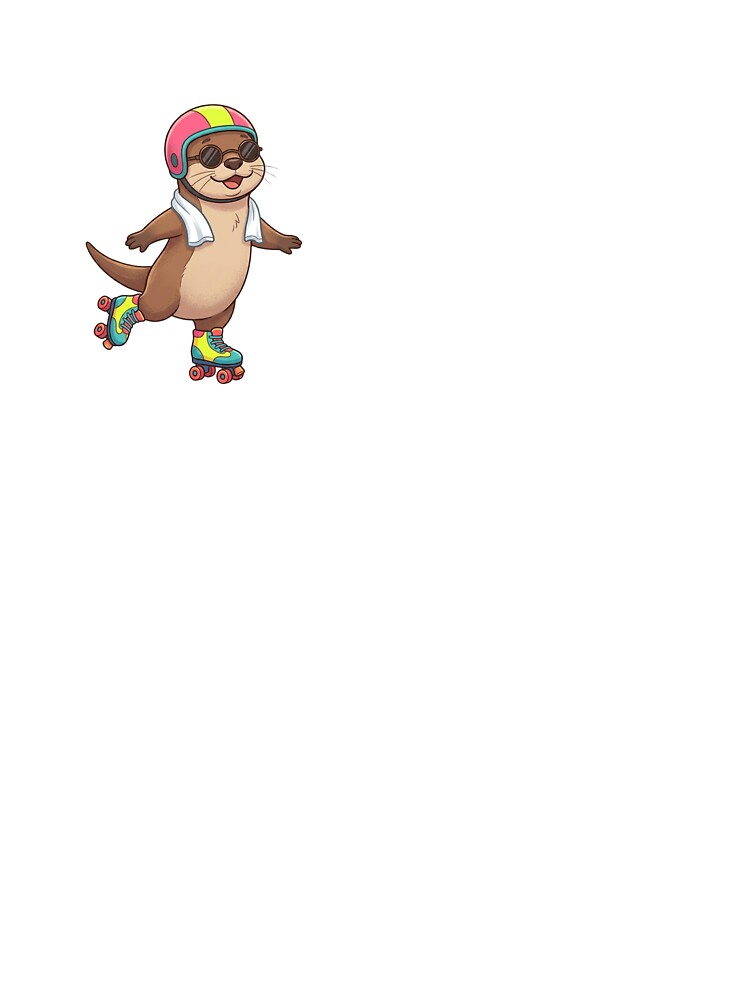 Cute Otter on Retro Roller Skates - Funny Kawaii Illustration by teddy815