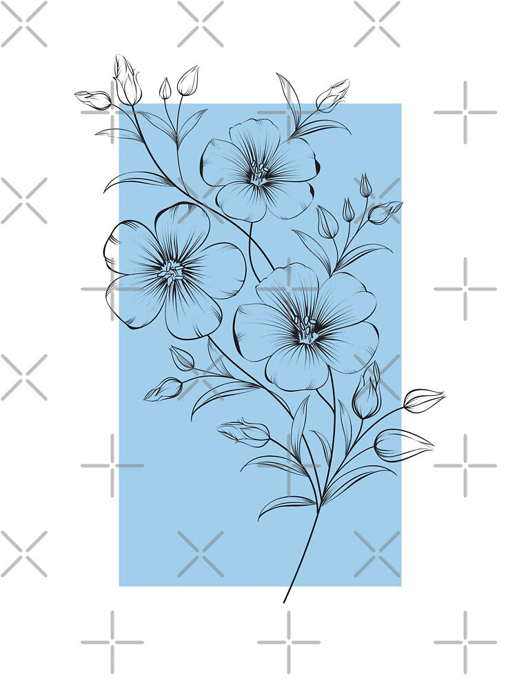 Linen Flax Flowers Botanical Drawing Line Art by dk-design85