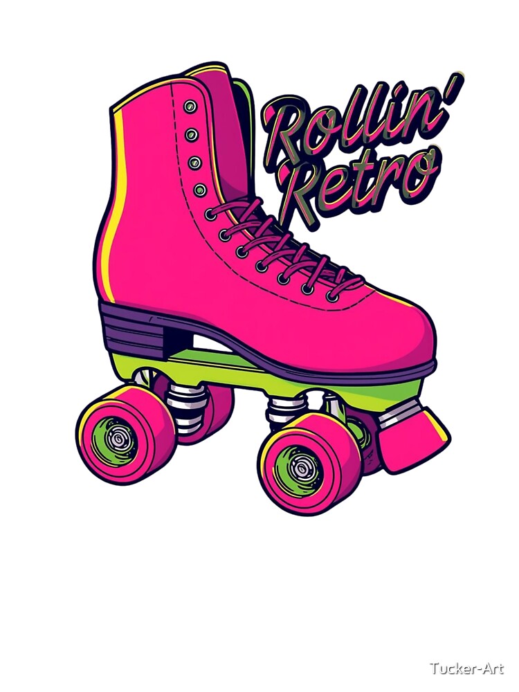 Rollin' Retro | 80s Neon Pink Roller Skate Vibe Design by Tucker-Art