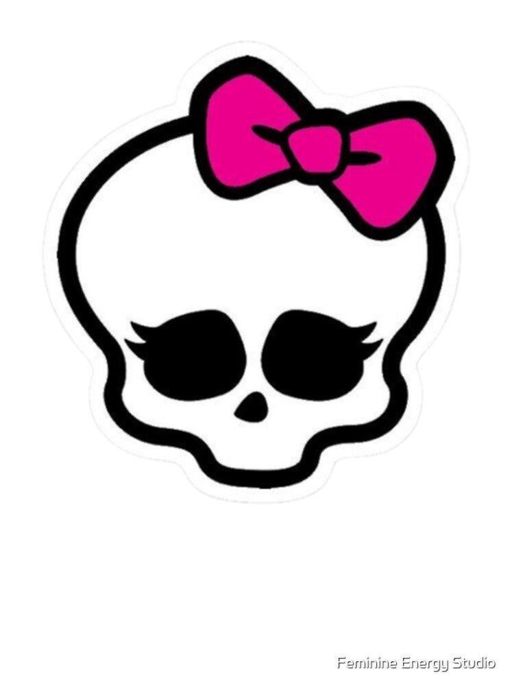 Cute Pink Skull with Bow | Kawaii Goth Sticker | Girly Halloween Skull Aesthetic by Feminine Energy Studio