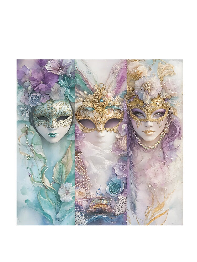 Elegant Watercolor Mardi Gras Masquerade Mask Art – Lavish Pastel Carnival Aesthetic by AnnDesignStudio