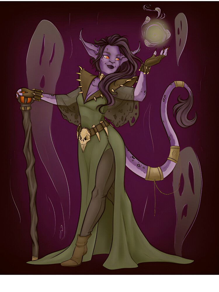 Purple Tiefling Necromancer RPG Fantasy Character by MythosAndMirth
