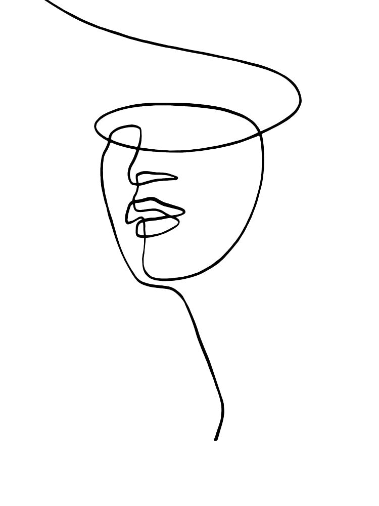 Abstract Face Vi - One Line Art by TheRedFinch