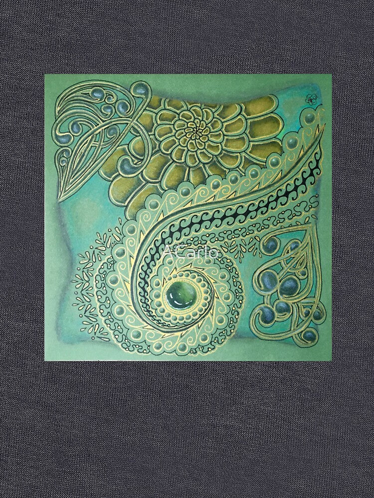 Swirl Melody of Teal and Gold by ACarlo