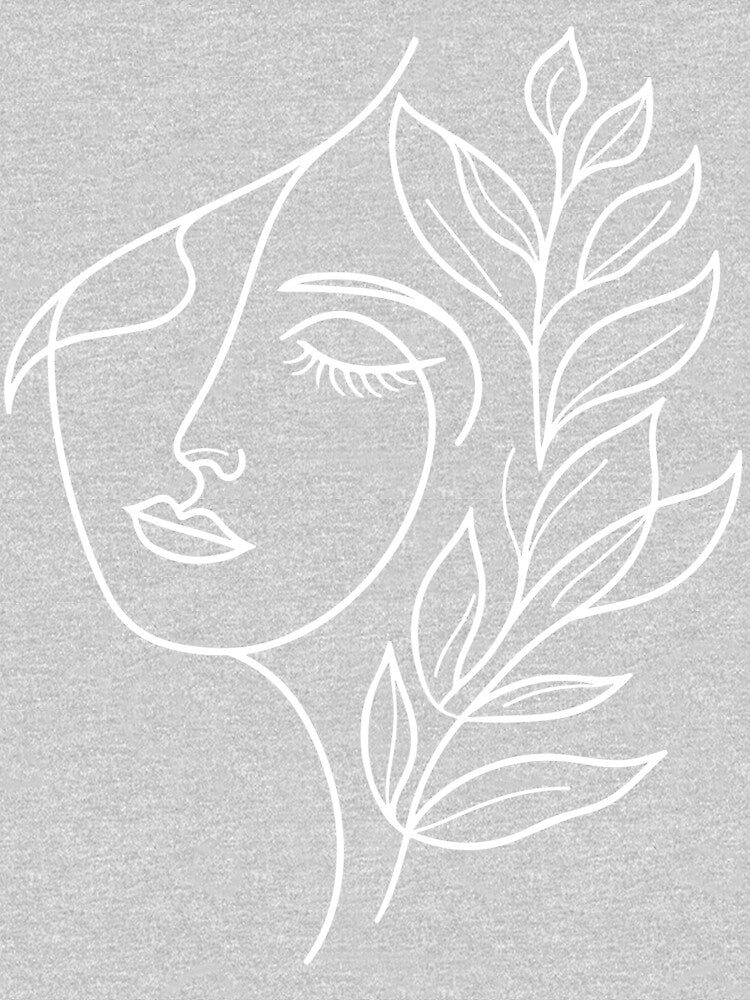 Faces: One Line Girl with Leaves by Expressartzone