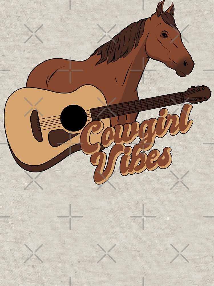 Cowgirl Vibes Acoustic Guitar and Horse by FlashCraft Design
