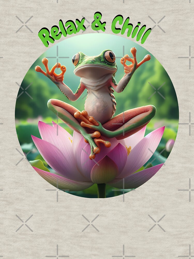 Relax & Chill Frog in the Lotus by Toms Tee