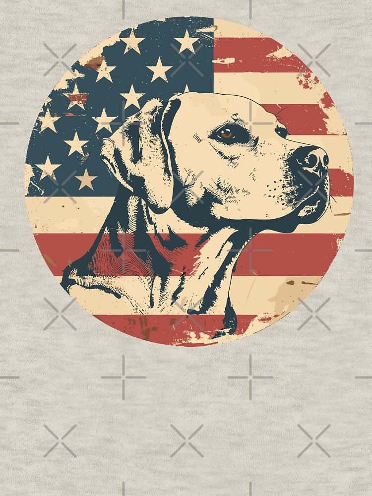 Vintage Retro Distressed American Flag  Design Featuring a Dog by KojourinArt