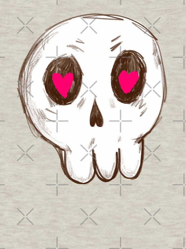 Cute Heart Eyes Skull - Spooky Kawaii Art by ghostieking