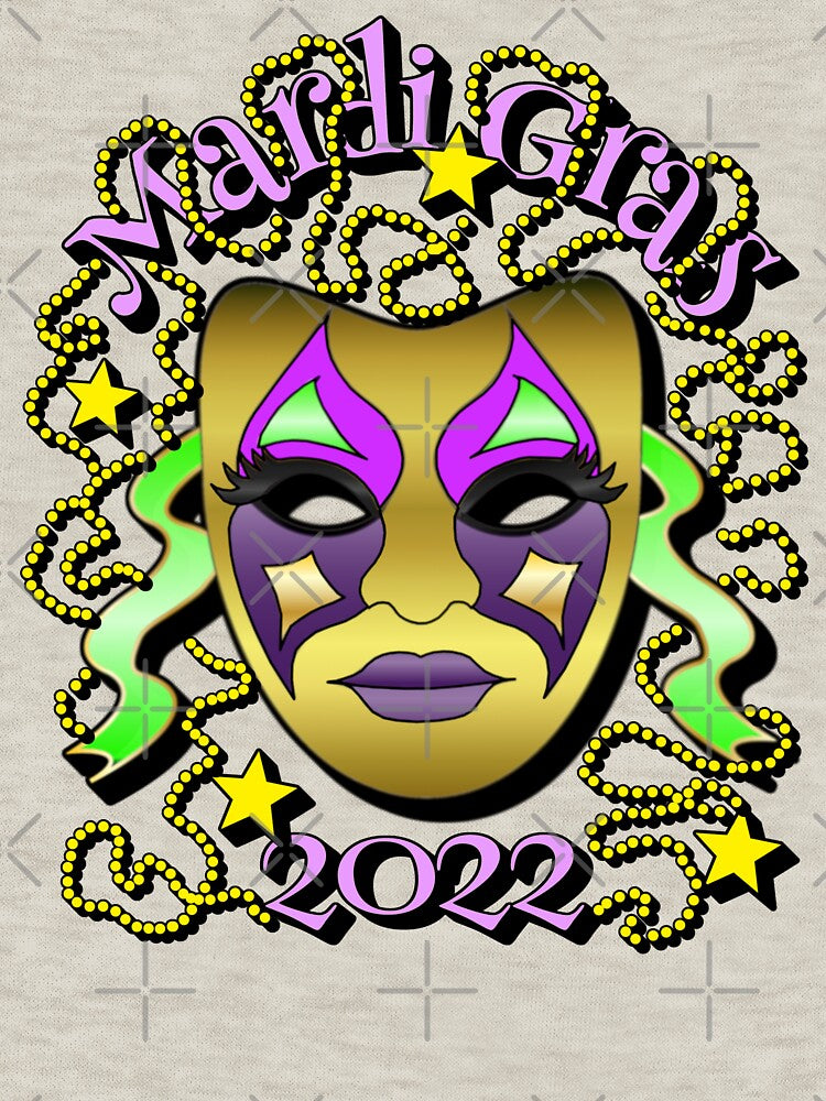 Mardi Gras 2022, Fun Mardi Gras Mask And Beads Design by TrulyEpoque