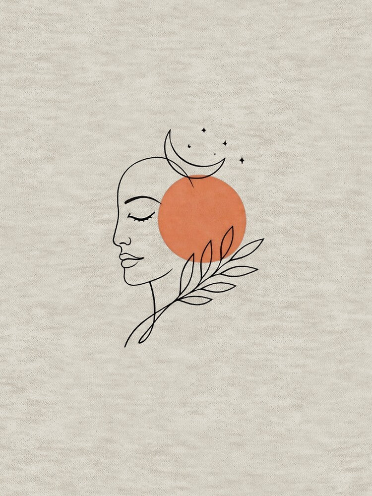 Minimalist Moon Face Line Art Boho Design by AuraGraphicsIn