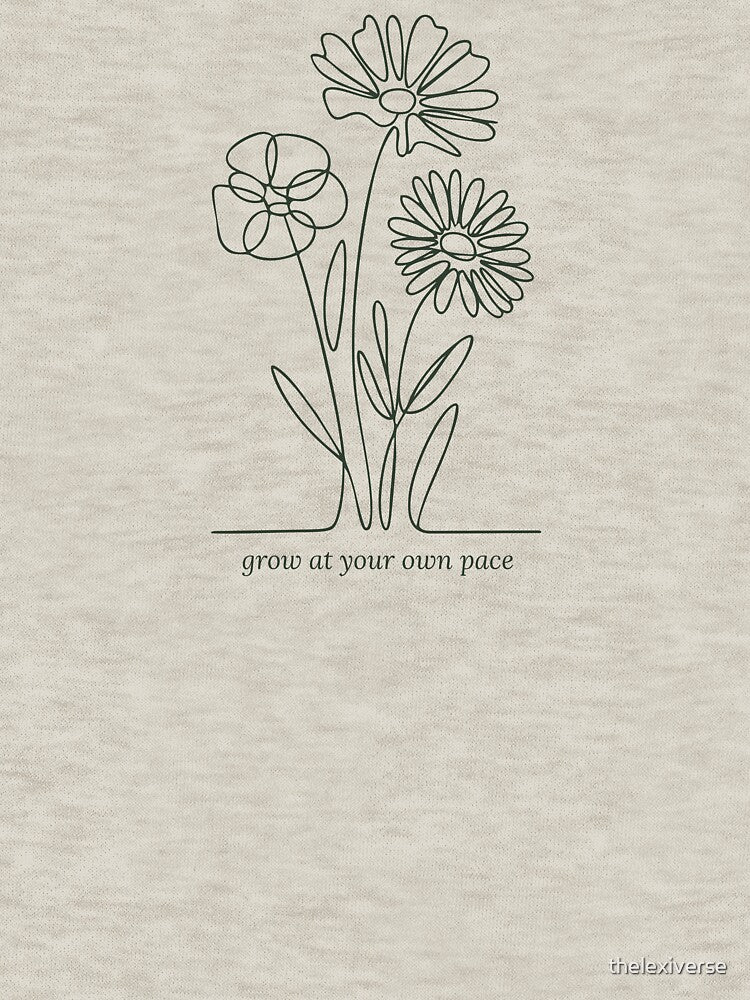 Grow At Your Own Pace Minimalist Botanical Line Art Inspirational Gift by thelexiverse