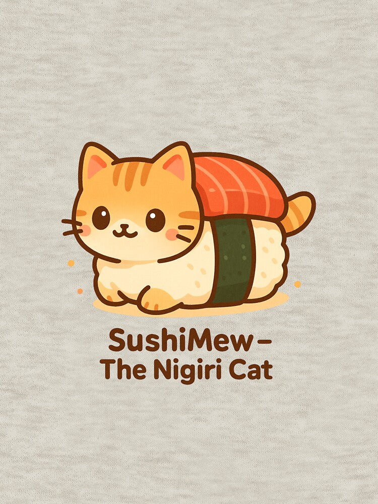 SushiMew – The Nigiri Cat | Kawaii Chibi Cat Wrapped in Sushi Sticker by ColorSplash123