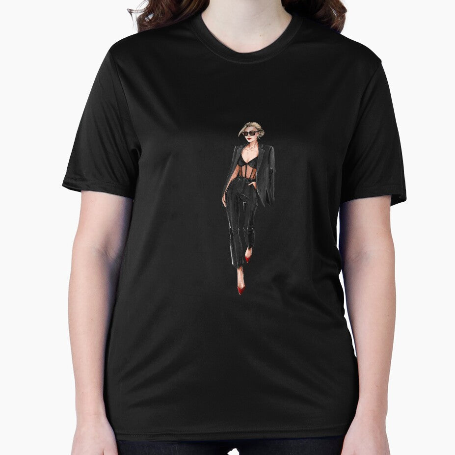 Total Black Look Fashion Illustration by MariaVyunova