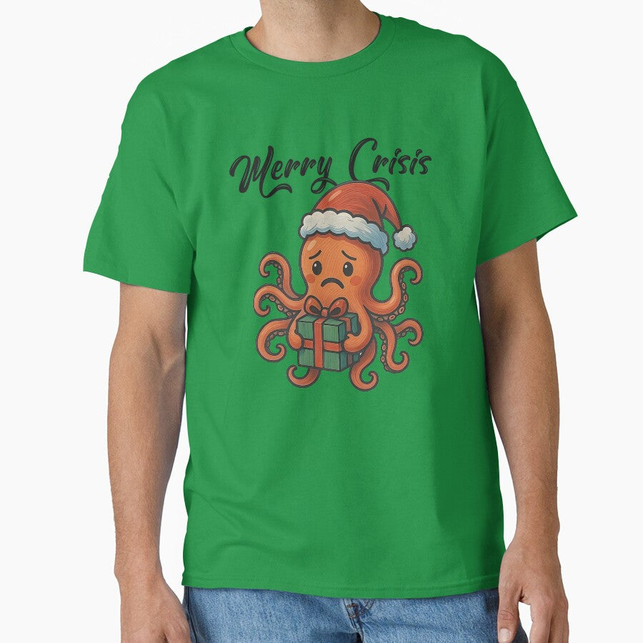 Merry Crisis - Sad And Humor Christmas Octopus by Mado Shop