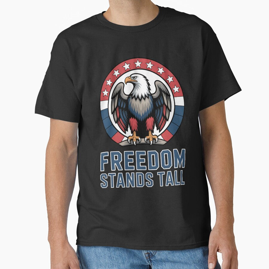 Freedom Stands Tall – Upright Steel Eagle Patriotic Badge by OldGloryForge