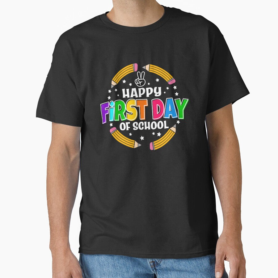 Happy First Day Of School, Back to School, Teacher Shirt, First Day Sign, Kindergarten, PreK, Hello School, School Vibes by OctonoteStudio