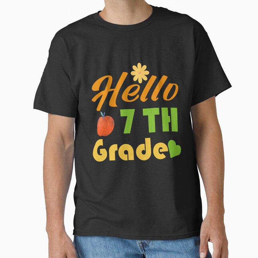 Hello 7th Grade – Colorful Seventh Grade Back to School Design for Students and Teachers by karibov